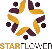design de logotipo de vetor de pessoas em forma de flor estrela.