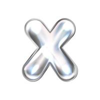símbolo de alfabeto inflado de folha perl de prata, letra isolada x vetor