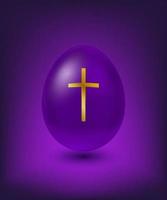 ovo de páscoa violeta com cruz dourada vetor