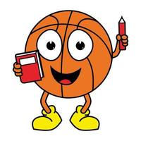 ilustração de desenho animado de bola de basquete bonito vetor