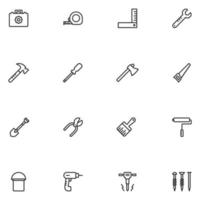 conjunto de ícone de linha de ferramentas vetor
