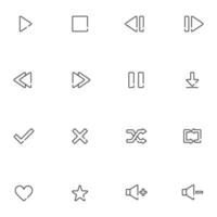 vetor de conjunto de ícones de linha de player de mídia
