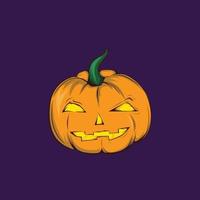 vetor de abóbora de halloween em fundo roxo