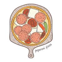 pizza de calabresa, esboçar ilustração vetor