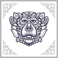 artes de mandala de cabeça de macaco isoladas no fundo branco vetor