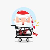 lindo papai noel na ilustração de carrinho de compras de sexta-feira negra vetor