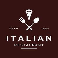 design criativo de logotipo de comida italiana deliciosa e deliciosa. com sign.logos de utensílio de comida vintage para restaurantes, cafés, clubes e crachás. vetor