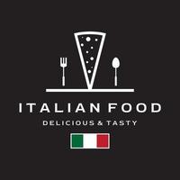design criativo de logotipo de comida italiana deliciosa e deliciosa. com sign.logos de utensílio de comida vintage para restaurantes, cafés, clubes e crachás. vetor