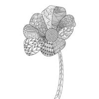 página de colorir girassol de zentangle com ilustração de design de fundo de flores decorativas vetor