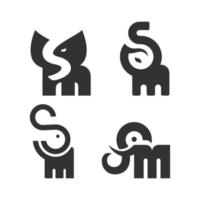 conjunto de logotipos sm elefante vetor