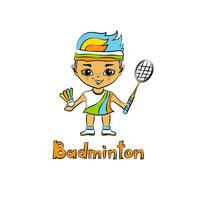 jogador de badminton de garota de desenho animado vetor