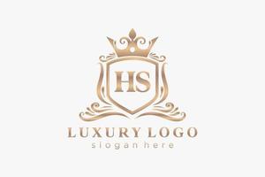 inicial hs carta modelo de logotipo de luxo real em arte vetorial para restaurante, realeza, boutique, café, hotel, heráldica, joias, moda e outras ilustrações vetoriais. vetor