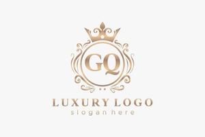 modelo de logotipo de luxo real carta gq inicial em arte vetorial para restaurante, realeza, boutique, café, hotel, heráldica, joias, moda e outras ilustrações vetoriais. vetor