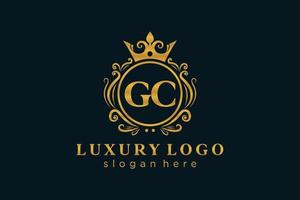 modelo de logotipo de luxo real carta inicial gc em arte vetorial para restaurante, realeza, boutique, café, hotel, heráldica, joias, moda e outras ilustrações vetoriais. vetor