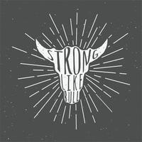 silhueta de cabeça de touro vintage com slogan motivacional. ilustração vetorial vetor