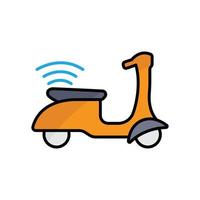 ilustração de ícone de scooter com sinal. ícone relacionado ao dispositivo inteligente. estilo de ícone de cor linear. design simples editável vetor