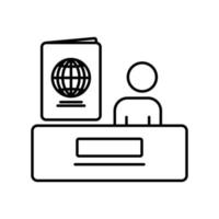 ilustração de ícone de linha de atendimento ao cliente com passaporte. ilustração de ícone relacionada à fabricação de passaporte. design simples editável vetor
