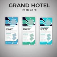 cartões de propaganda de serviços de hotel em azul e verde vetor