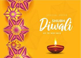 Projeto de promoção de feriado do festival de Diwali com rangoli indianos vetor