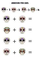 adição para crianças com diferentes crânios mexicanos bonitos. vetor