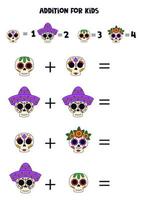 adição para crianças com diferentes crânios mexicanos bonitos. vetor
