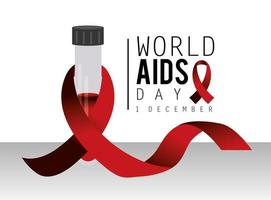 campanha do dia mundial da aids com fita vermelha vetor