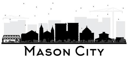Mason City iowa skyline silhueta preto e branco. vetor