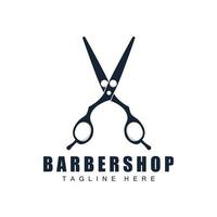 design de logotipo de tesoura, vetor de barbeador de barbearia, ilustração de marca de tesoura de barbearia