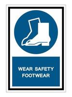 símbolo usar sinal de calçado de segurança isolar no fundo branco, ilustração vetorial eps.10 vetor