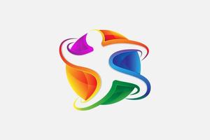 logotipo de silhueta de pessoas com adição colorida vetor