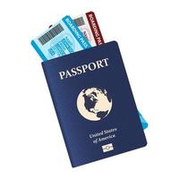 passaporte com passagens aéreas dentro vetor