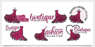 definir o logotipo da boutique de moda e o logotipo da loja emblema vetor premium parte 1