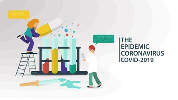 banner de laboratório de ciências e pandemia de coronavírus vetor