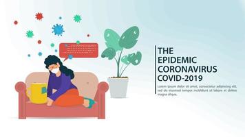 prevenção de coronavírus e banner de quarentena vetor