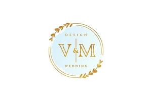 monograma de beleza inicial vm e logotipo de caligrafia de design de logotipo elegante de assinatura inicial, casamento, moda, floral e botânico com modelo criativo. vetor