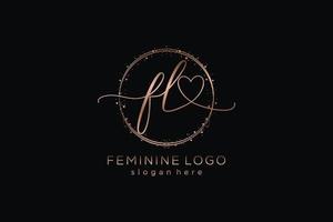 logotipo de caligrafia fl inicial com logotipo de vetor de modelo de círculo de casamento inicial, moda, floral e botânico com modelo criativo.