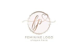 logotipo inicial de caligrafia fp com logotipo de vetor de modelo de círculo de casamento inicial, moda, floral e botânico com modelo criativo.