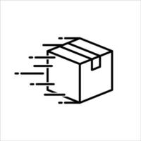 ícone de linha fina de caixa de papelão, vetor e ilustração.