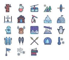 conjunto de ícones de viagem e aventura do alasca vetor