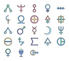 conjunto de ícones de símbolos de alquimia vetor