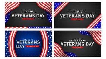 fundo de dia dos veteranos, banner, cartão e banner com bandeira americana e estrelas vetor