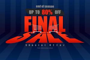 venda final até 80 por cento no final da temporada oferta especial ilustração vetorial de tom azul escuro eps10 vetor