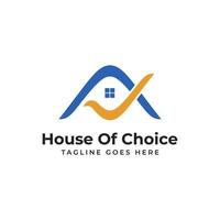 vetor de logotipo de escolha de casa com ícone de marca de seleção e casa