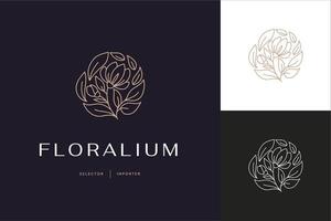 modelo de design de logotipo abstrato vetorial em estilo minimalista linear moderno - flor - símbolo abstrato para cosméticos e embalagens, joias, produtos artesanais ou de beleza vetor