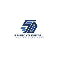 abstrato letra inicial sd ou ds logotipo na cor azul isolado no fundo branco aplicado para o logotipo da empresa de marketing digital também adequado para as marcas ou empresas com nome inicial ds ou sd. vetor