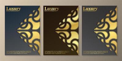 capa de luxo incrustada com diamante dourado decorativo vetor