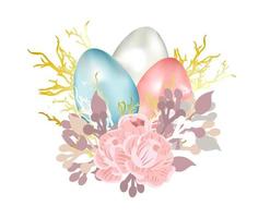 fundo de páscoa primavera com ovos. lugar para texto. ilustração vetorial. vetor