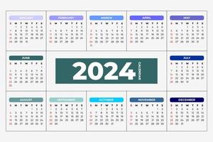 modelo de calendário 2024, vetor editável