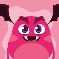 ícone de desenho de monstro rosa vetor