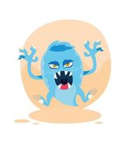 ícone de desenho de monstro azul vetor